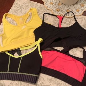 Women's Sports Bra Set of 4 - Yellow, Black, Pink